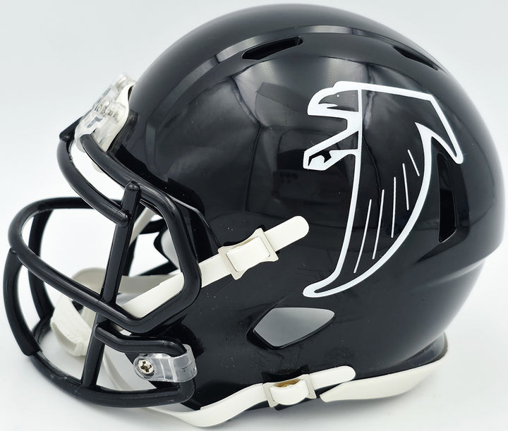 Michael Vick Auto Falcons 1990-02 Throwback Black Speed Mini Helmet Beckett Wit