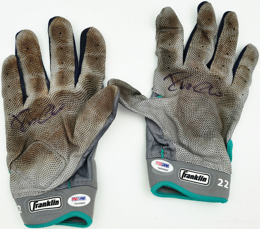 Robinson Cano Signed Gray & Teal Franklin Game Used Batting Gloves Mariners