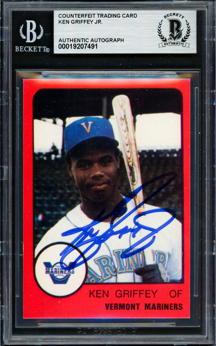 Ken Griffey Jr. Signed 1988 ProCards Vermont Reprint RC Vermont Mariners Beckett