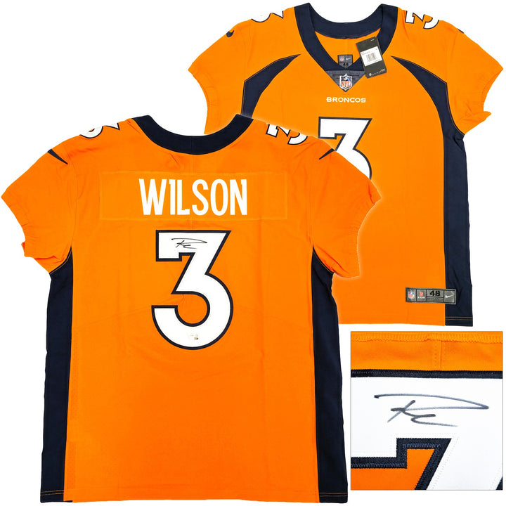 Broncos Russell Wilson Signed Orange Nike Elite Jersey Size 48 Fanatics Holo
