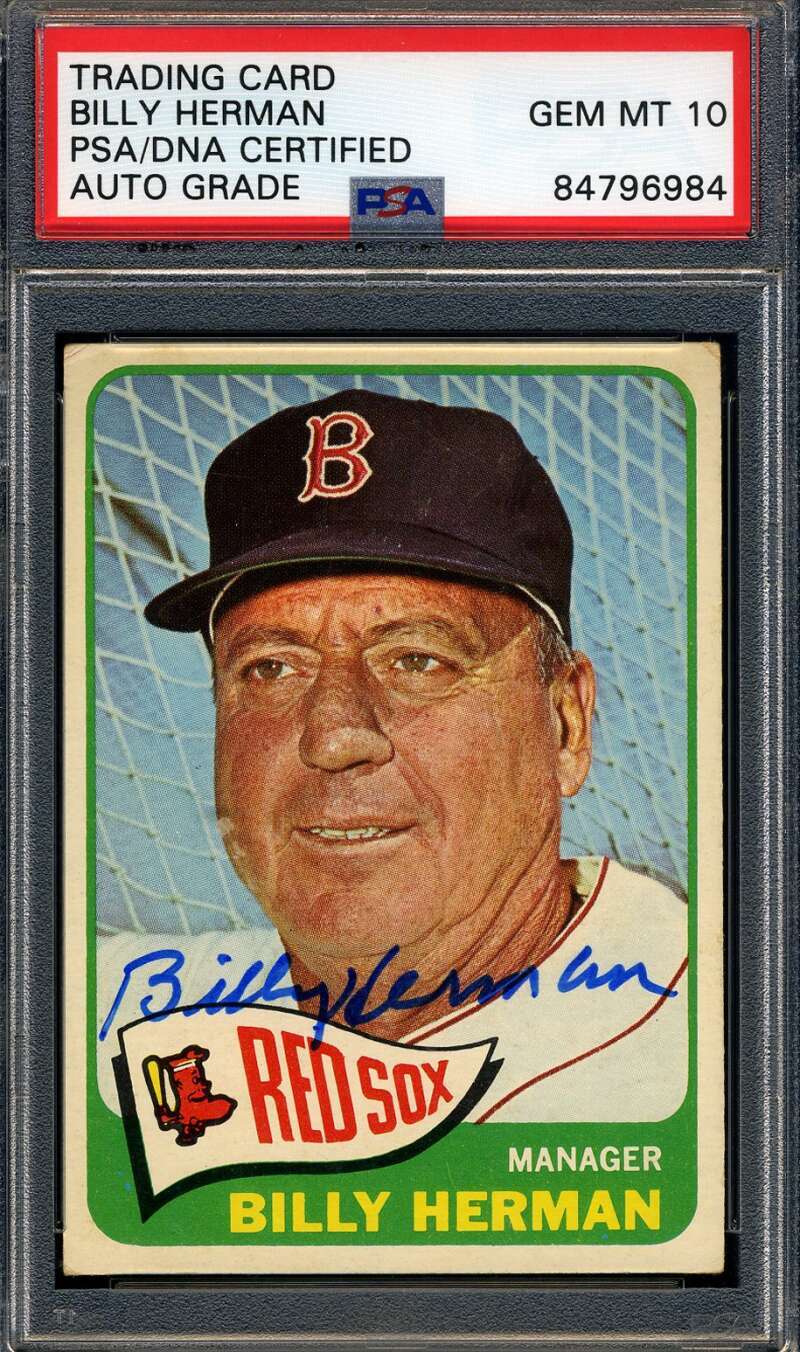 Billy Herman Gem Mint 10 PSA DNA Signed 1965 Topps Autograph