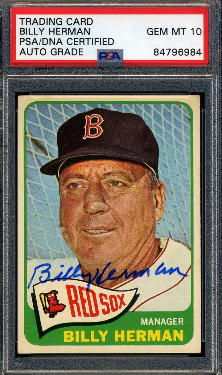 Billy Herman Gem Mint 10 PSA DNA Signed 1965 Topps Autograph
