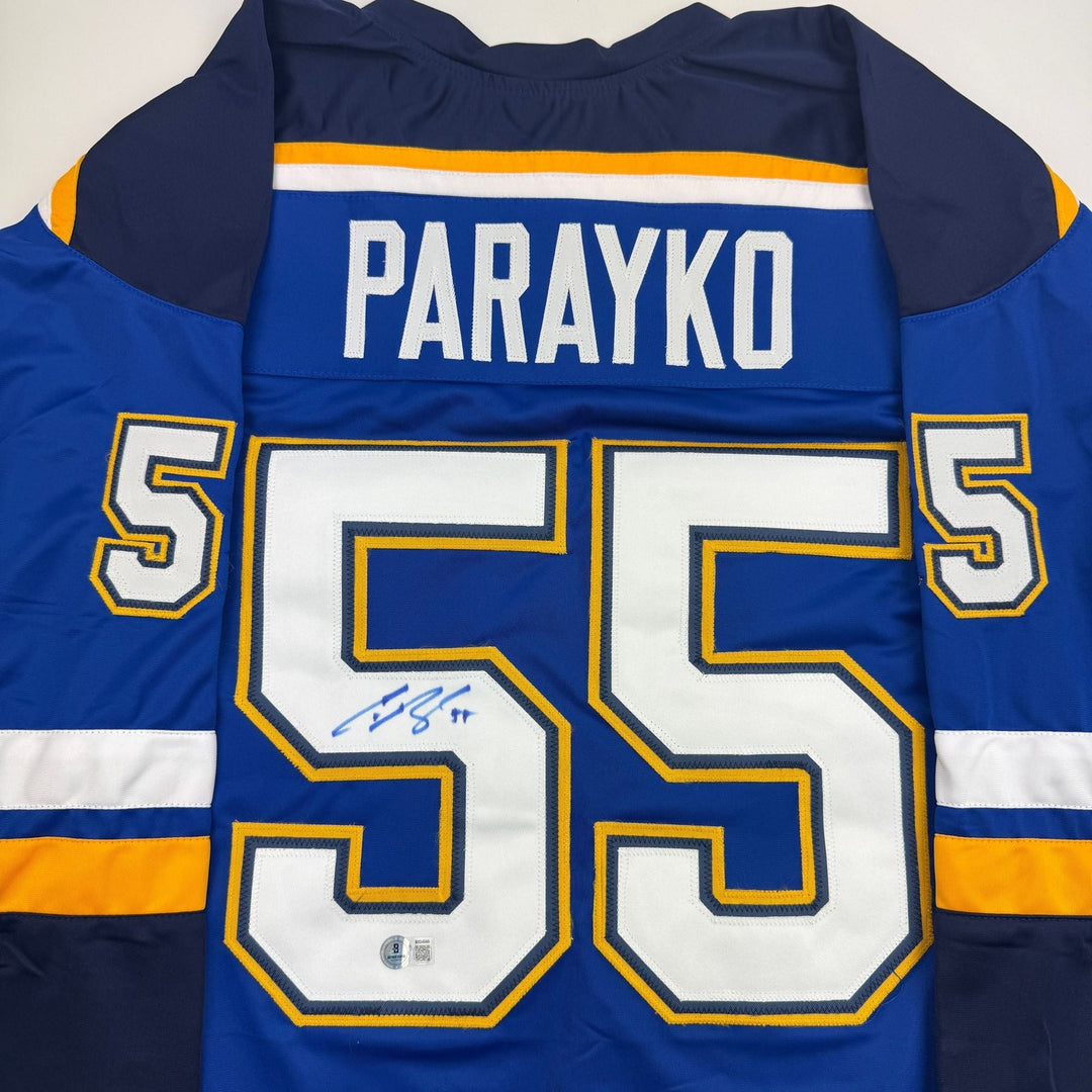 Autographed/Signed Colton Parayko St. Louis Blue Jersey Beckett BAS COA
