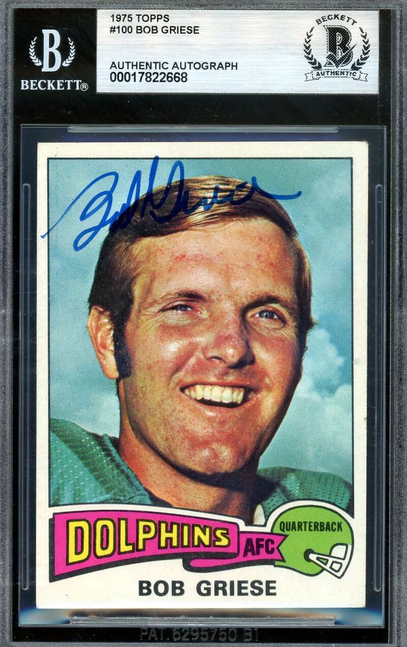 Bob Griese Beckett BAS Signed 1975 Topps Autograph