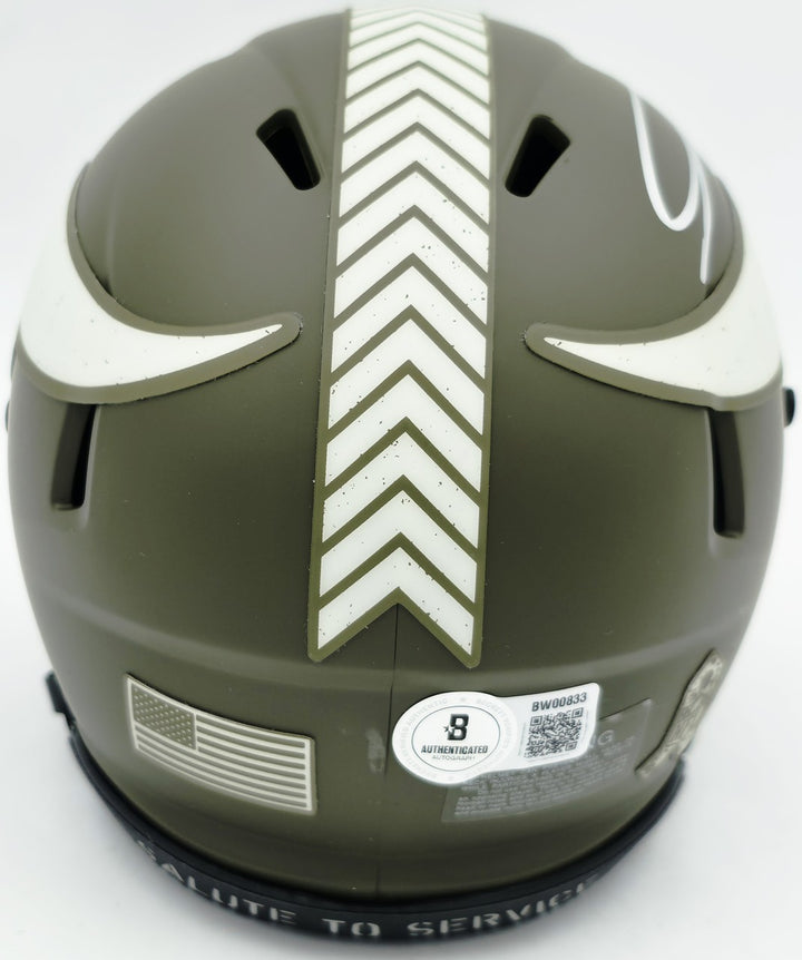 Jordan Addison Auto Vikings Army Salute To Service Speed Mini Helmet Beckett