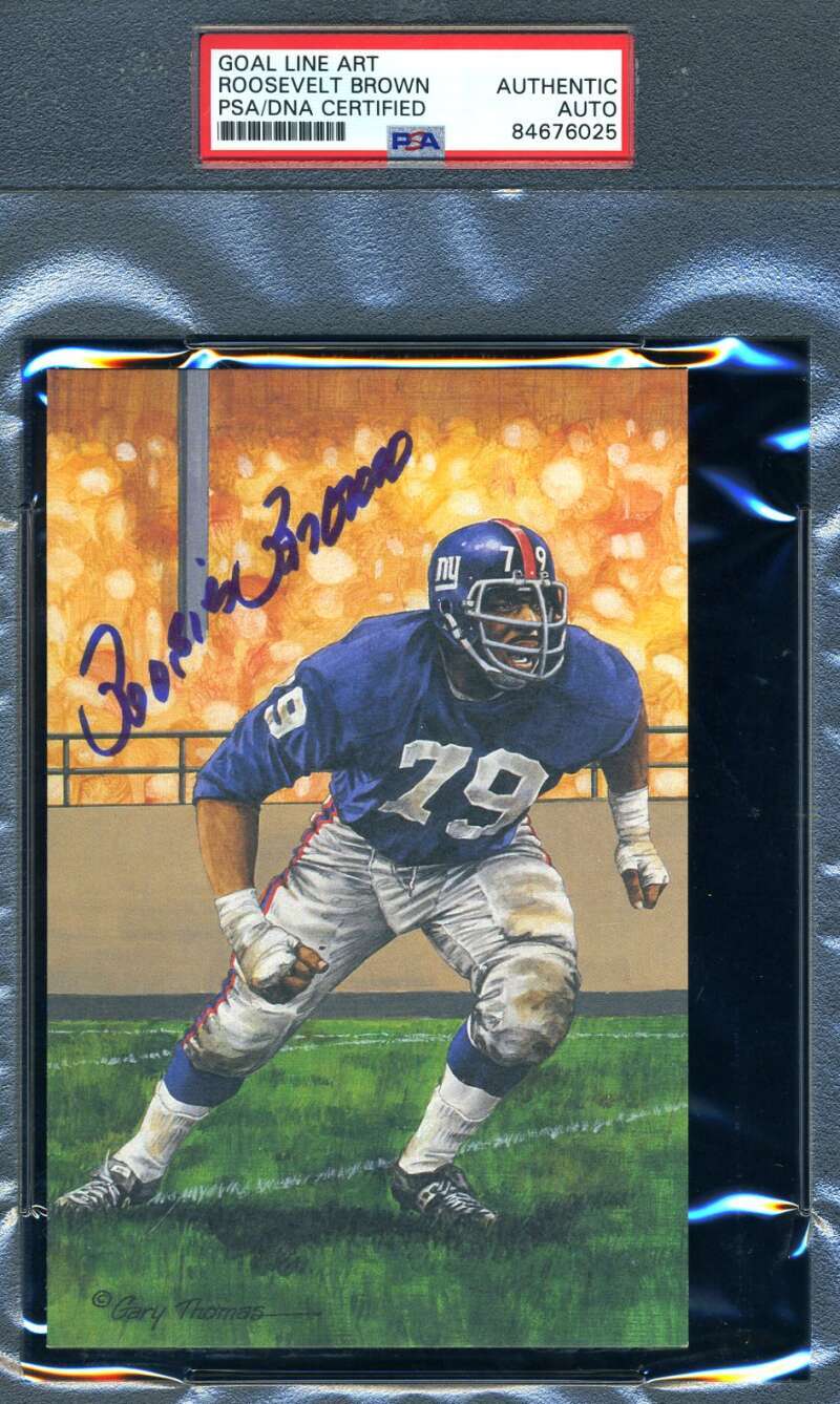 Roosevelt Brown PSA DNA Slabbed Signed Goal Line Art Card Autograph GLAC