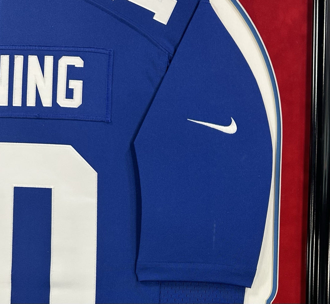 Eli Manning Signed Framed NY Giants Nike Blue Twill Jersey Autograph Steiner COA