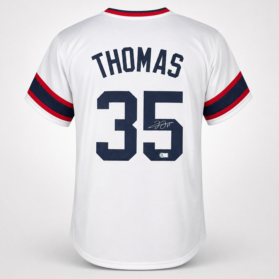 Chicago White Sox Frank Thomas Signed White Jersey Beckett BAS QR
