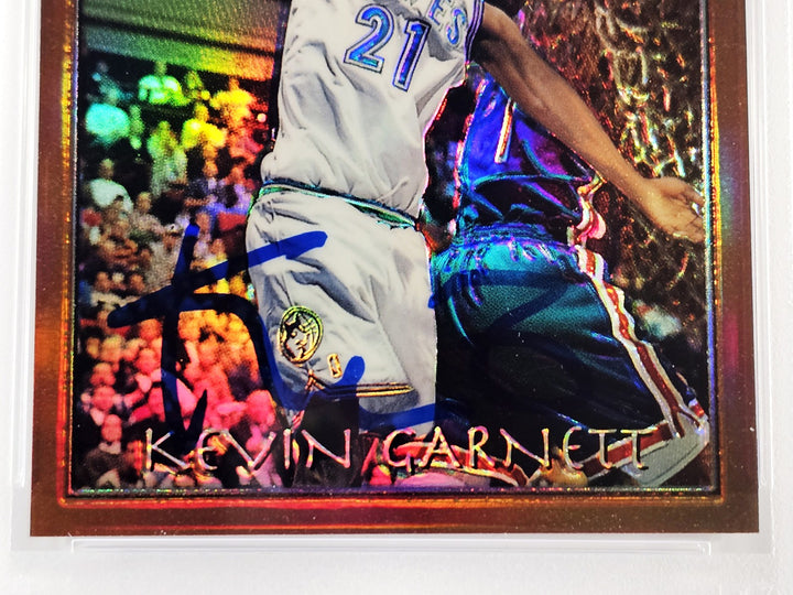 Kevin Garnett Auto 1996 Finest Refractor RC 66 Timberwolves PSA 8 Sig 10 PSA/DNA
