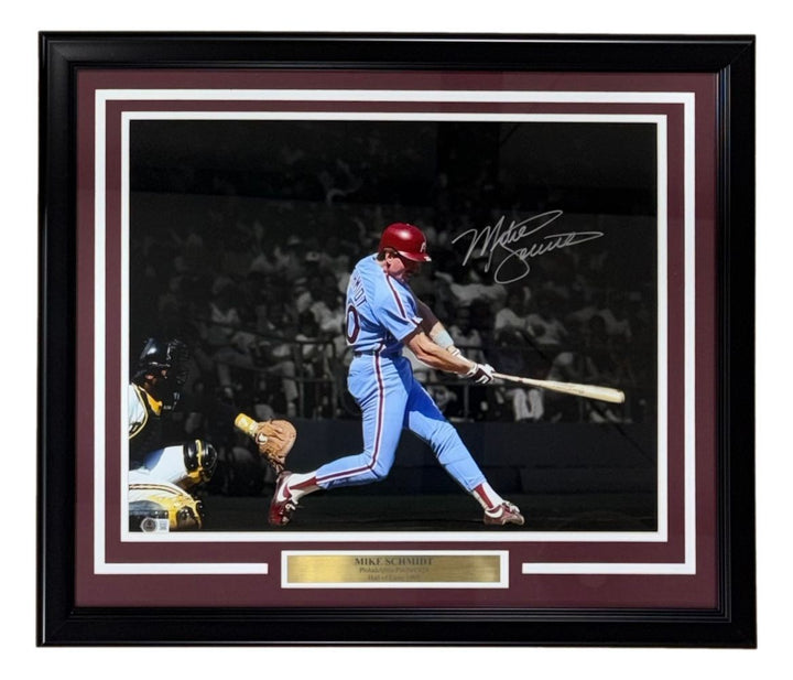 Mike Schmidt Signed Framed 16x20 Philadelphia Phillies Spotlight Photo BAS