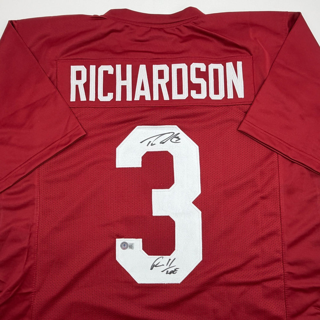Autographed/Signed Trent Richardson Roll Tide Alabama Red Jersey Beckett BAS COA