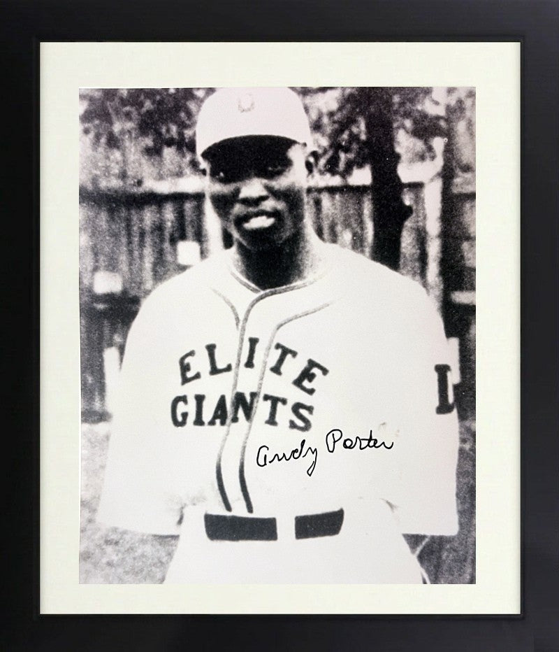 Andy Porter signed Elite Giants Negro League B&W 8x10 Photo Imperfect Framed-COA