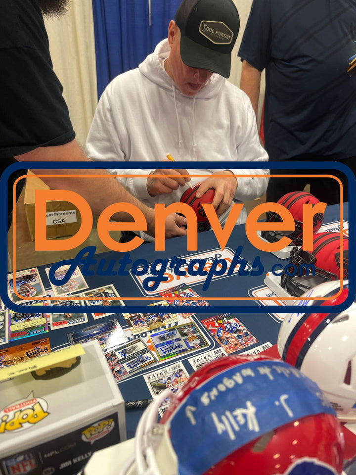 Jim Kelly Autographed Buffalo Bills Rave Mini Helmet Beckett Witness 50264