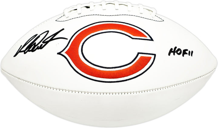 Richard Dent Signed White Logo Football Chicago Bears "HOF 11" Beckett Wit