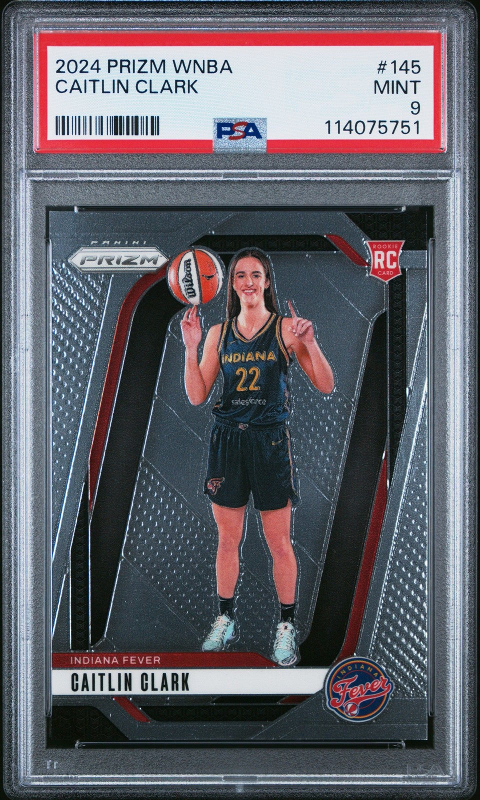 Graded 2024 Panini Prizm Caitlin Clark #145 Rookie RC Card PSA 9 Mint