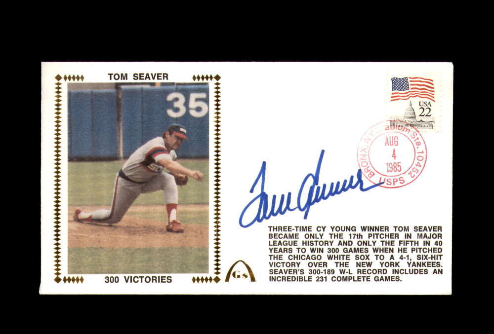 Tom Seaver PSA DNA Signed FDC 1985 First Day Cover Cache 300 Victories Autograph