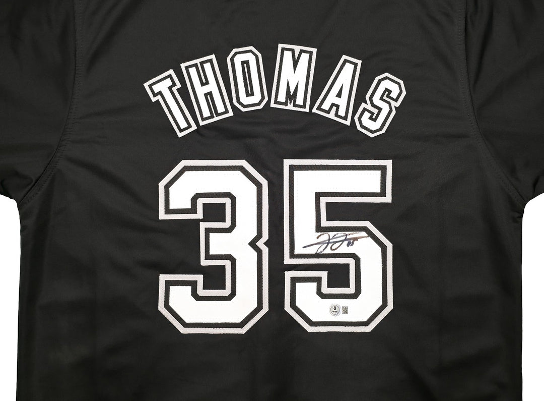 Chicago White Sox Frank Thomas Signed Black Jersey Beckett Witness