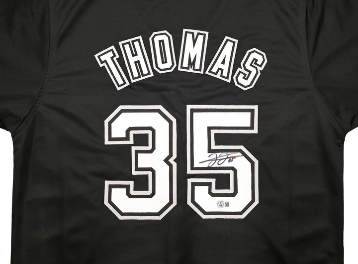Chicago White Sox Frank Thomas Signed Black Jersey Beckett Witness
