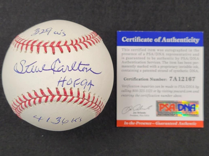 Steve Carlton signed inscribed MLB Baseball autograph HOF Phillies PSA/DNA /32
