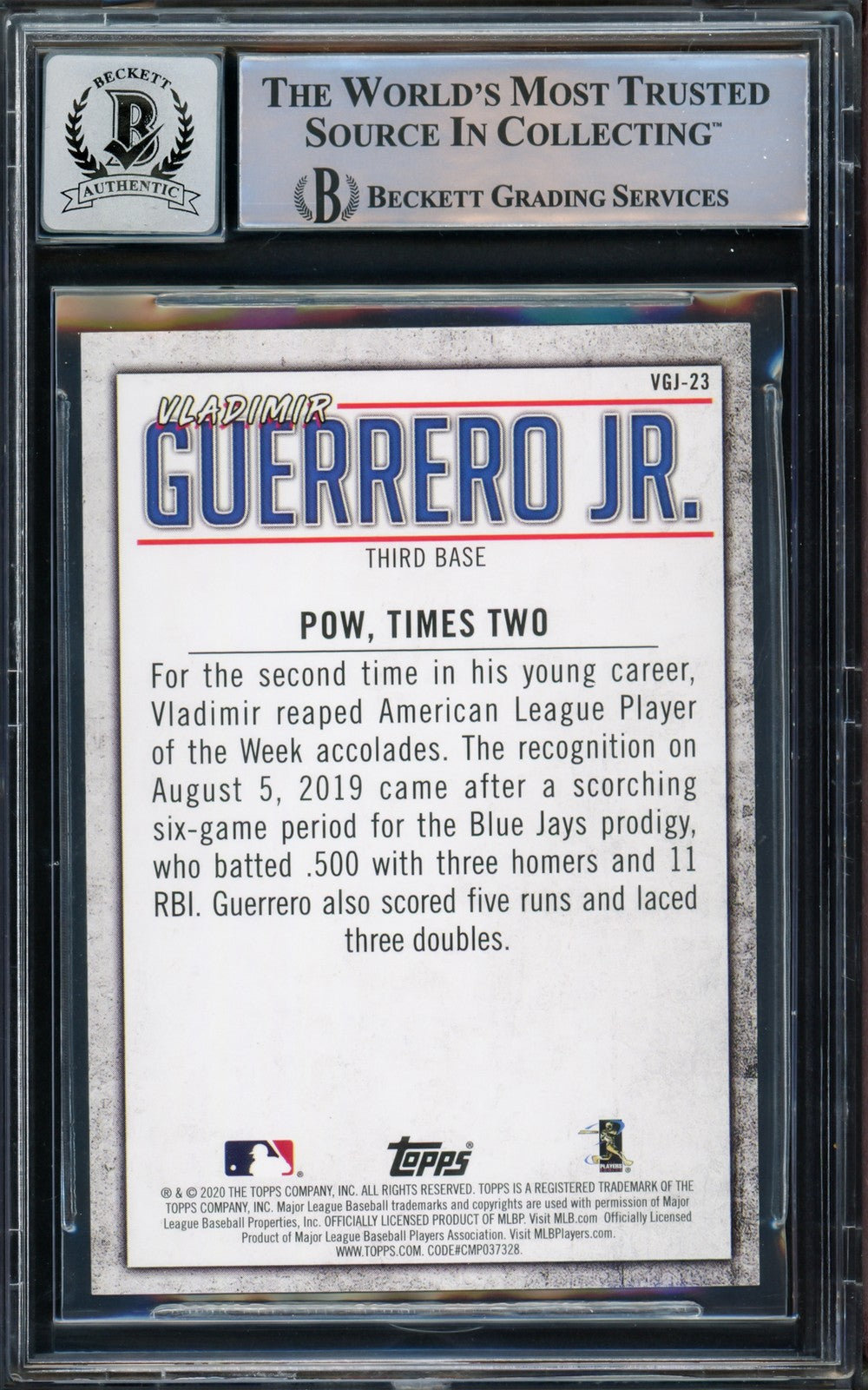 Vladimir Guerrero Jr. Signed 2020 Topps Highlights Card VGJ-23 Sig 10 Beckett