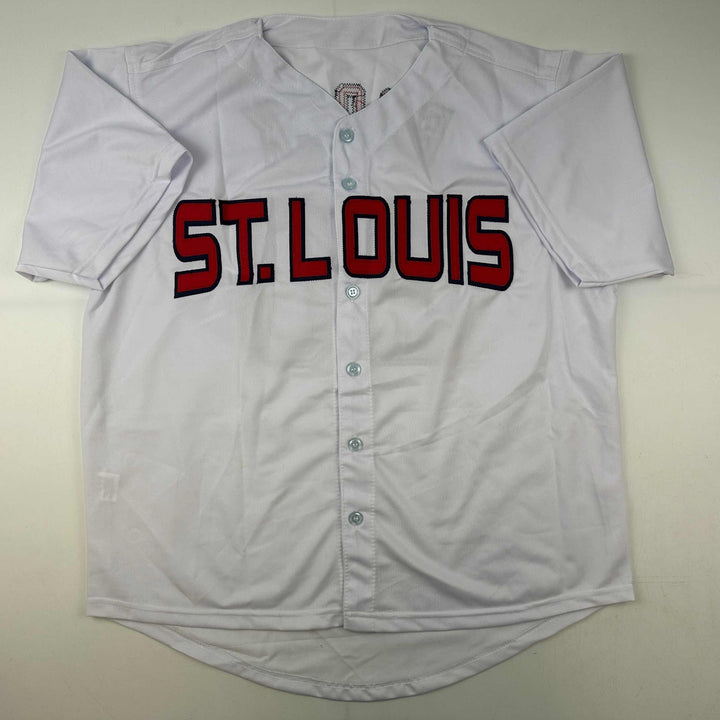 Facsimile Autographed Lou Brock St. Louis White Reprint Jersey Size Men's XL