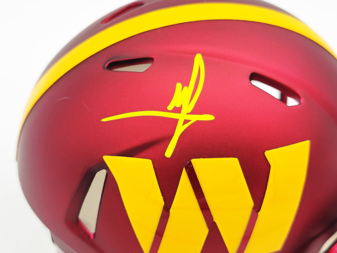 Mike Sainristil Signed Washington Commanders Maroon Speed Mini Helmet