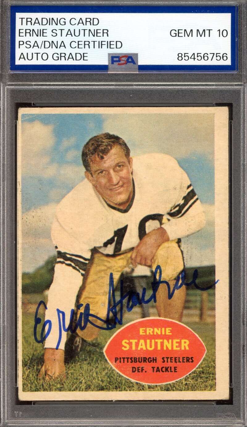 Ernie Stautner Gem Mint 10 PSA DNA Signed 1960 Topps Autograph