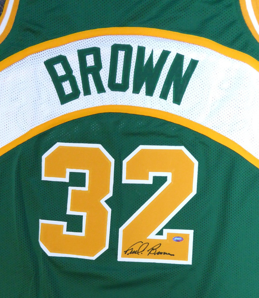 Seattle Sonics Fred Brown Signed Green Jersey MCS Holo