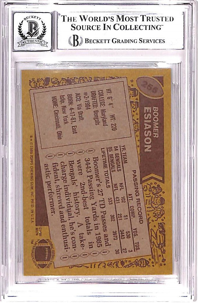 Boomer Esiason Signed 1986 Topps #255 Trading Card Auto Beckett 38709