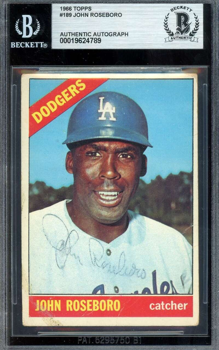 John Roseboro Beckett BAS Vintage Signed 1966 Topps Autograph