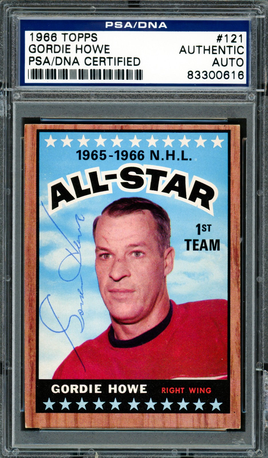 Gordie Howe Signed 1966-67 Topps Card 121 Detroit Red Wings PSA/DNA #83300616
