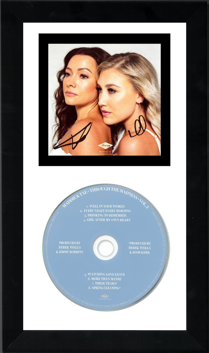 Maddie & Tae signed 2022 Through The Madness Vol. 2 4x4 Art Card Framed w/CD-JSA