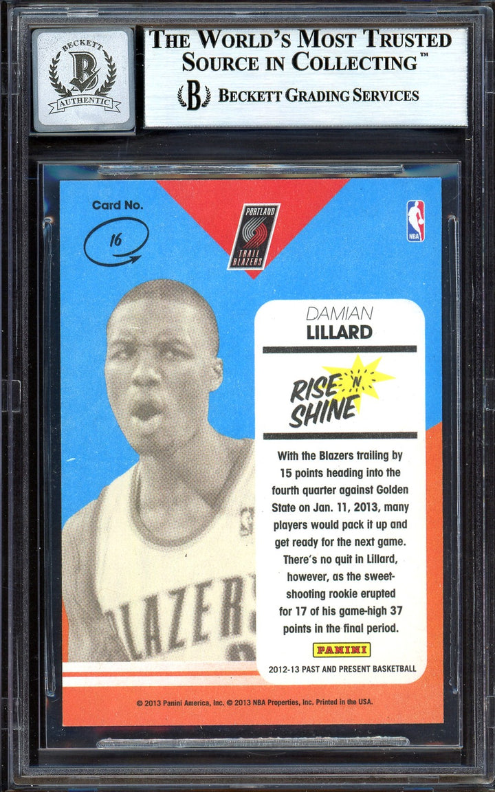 Damian Lillard Auto 2012-13 Panini Past Present Rise Shine RC 16 Sig 10 Beckett