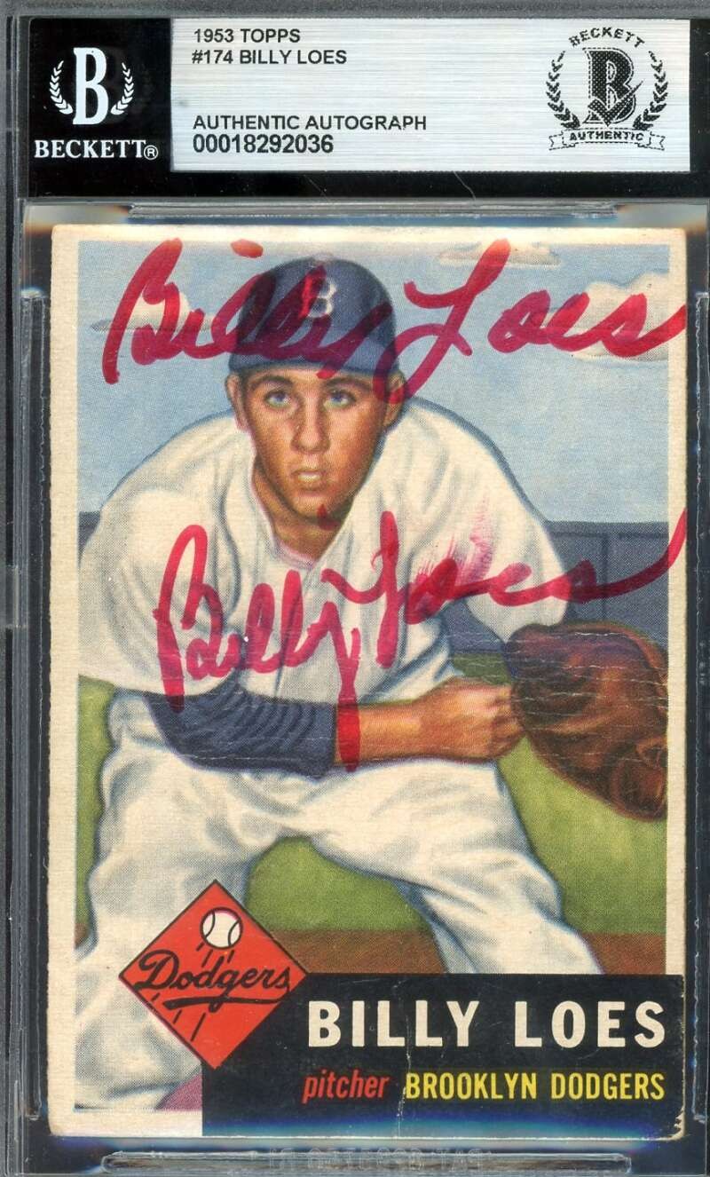 Billy Loes Beckett BAS Signed 1953 Topps Autograph