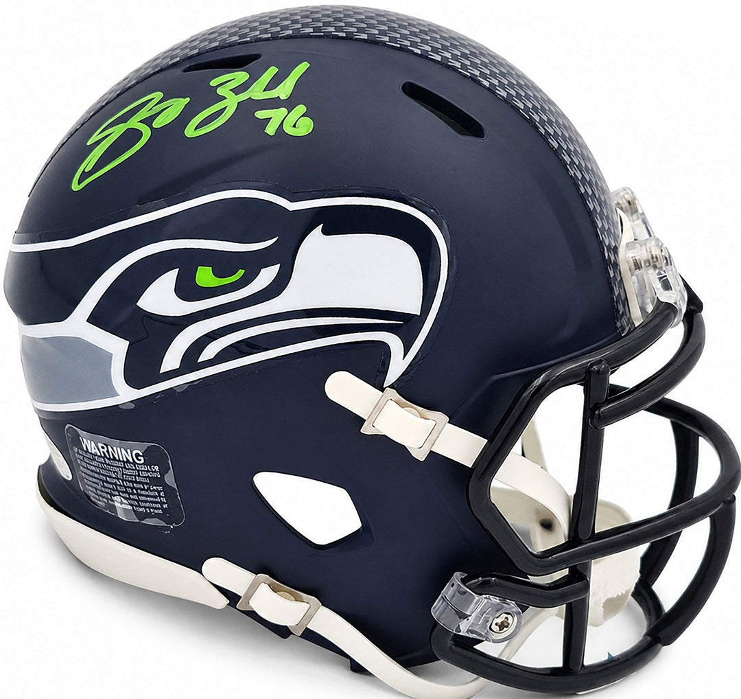 Grey Zabel Signed Seattle Seahawks Blue Speed Mini Helmet MCS Holo
