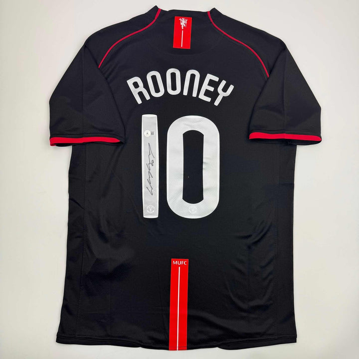 Autographed/Signed Wayne Rooney Manchester United Black 08 Final Jersey COA