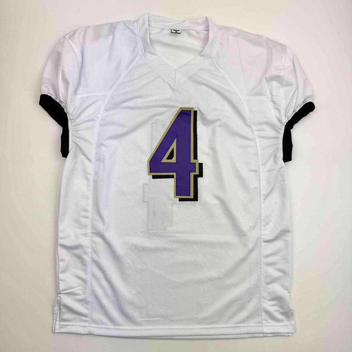 Autographed/Signed Zay Flowers Baltimore White Football Jersey Beckett BAS COA