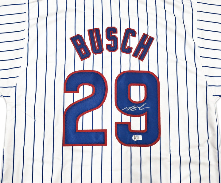 Chicago Cubs Michael Busch Signed White Pinstripes Jersey Beckett Witness