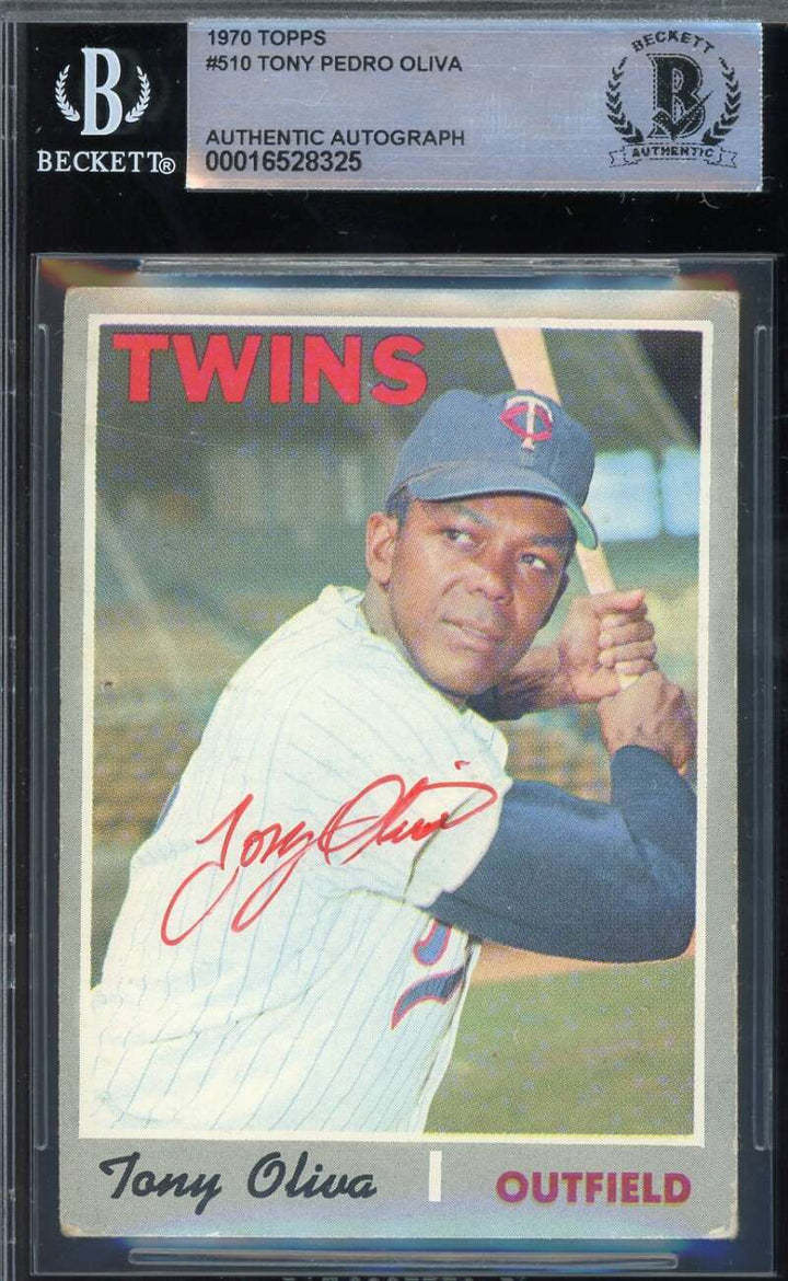 Tony Oliva Beckett BAS Signed 1970 Topps Autograph