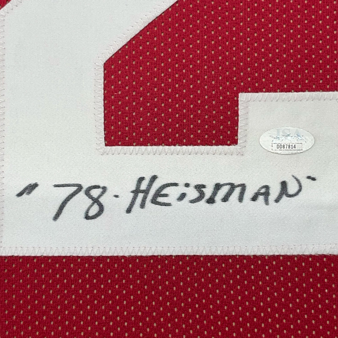 Framed Autographed/Signed Billy Sims 78 HT 33x42 Oklahoma Maroon Jersey JSA COA