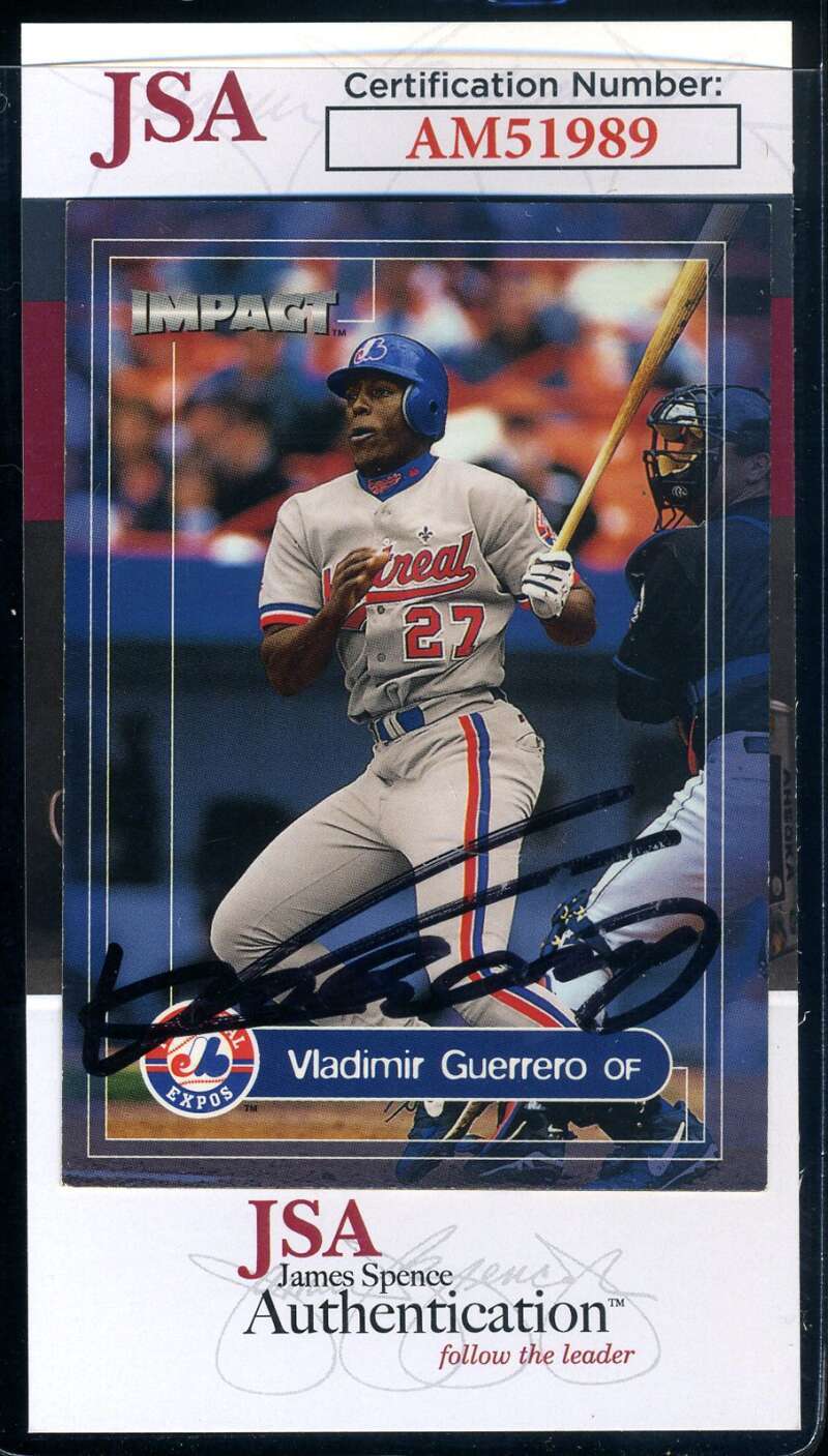 Vladimir Guerrero JSA Coa Signed 2000 Fleer Skybox Impact Autograph