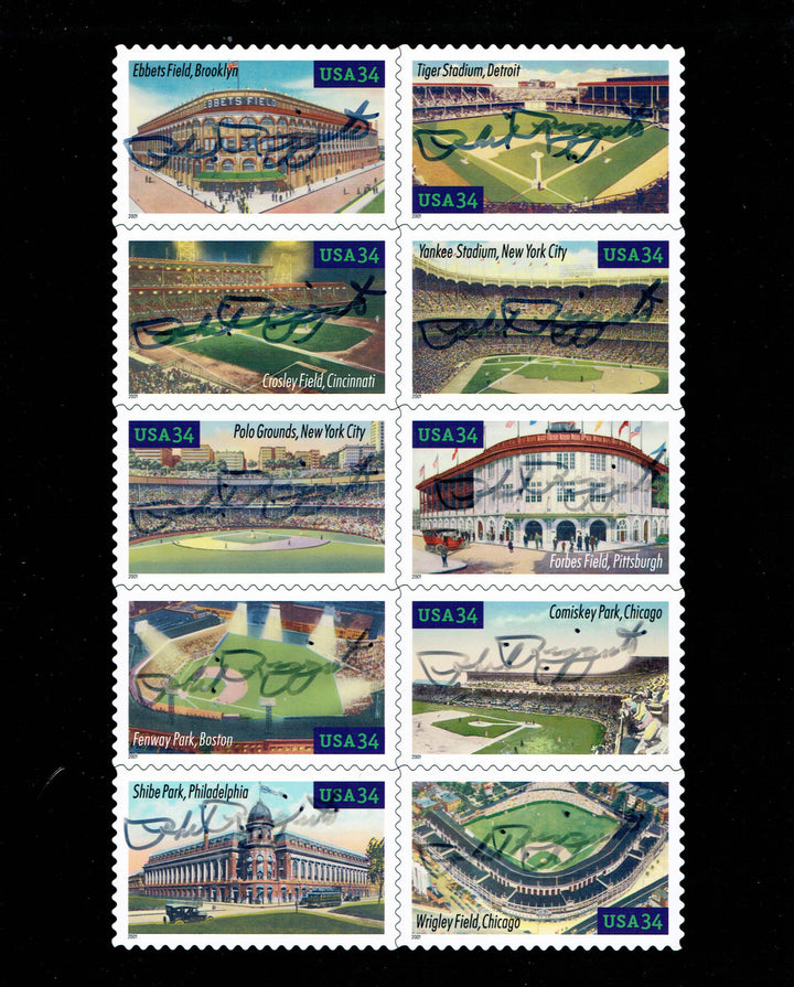 Phil Rizzuto yankees signed Stamp sheet Ballpark 34 Stamps 10 auto CBM COA 1/1