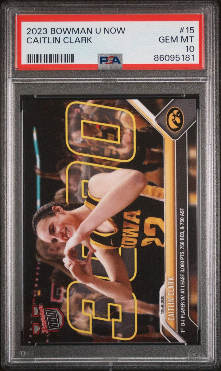 Graded 2023 Topps Bowman U Now Caitlin Clark #15 Rookie Basketball Card PSA 10