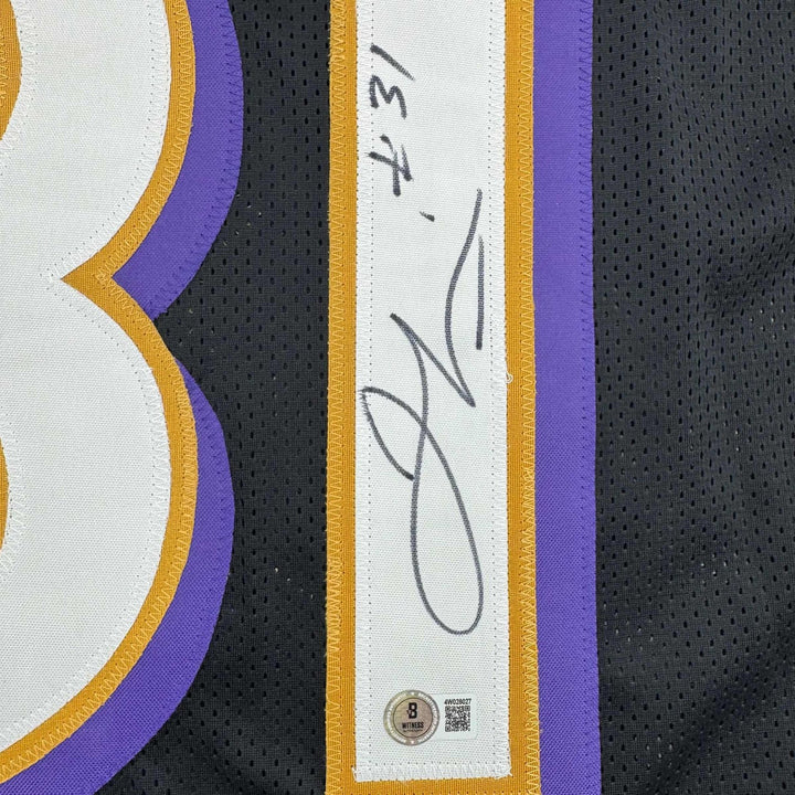 Autographed/Signed Jamal Lewis Baltimore Black Jersey Beckett BAS COA