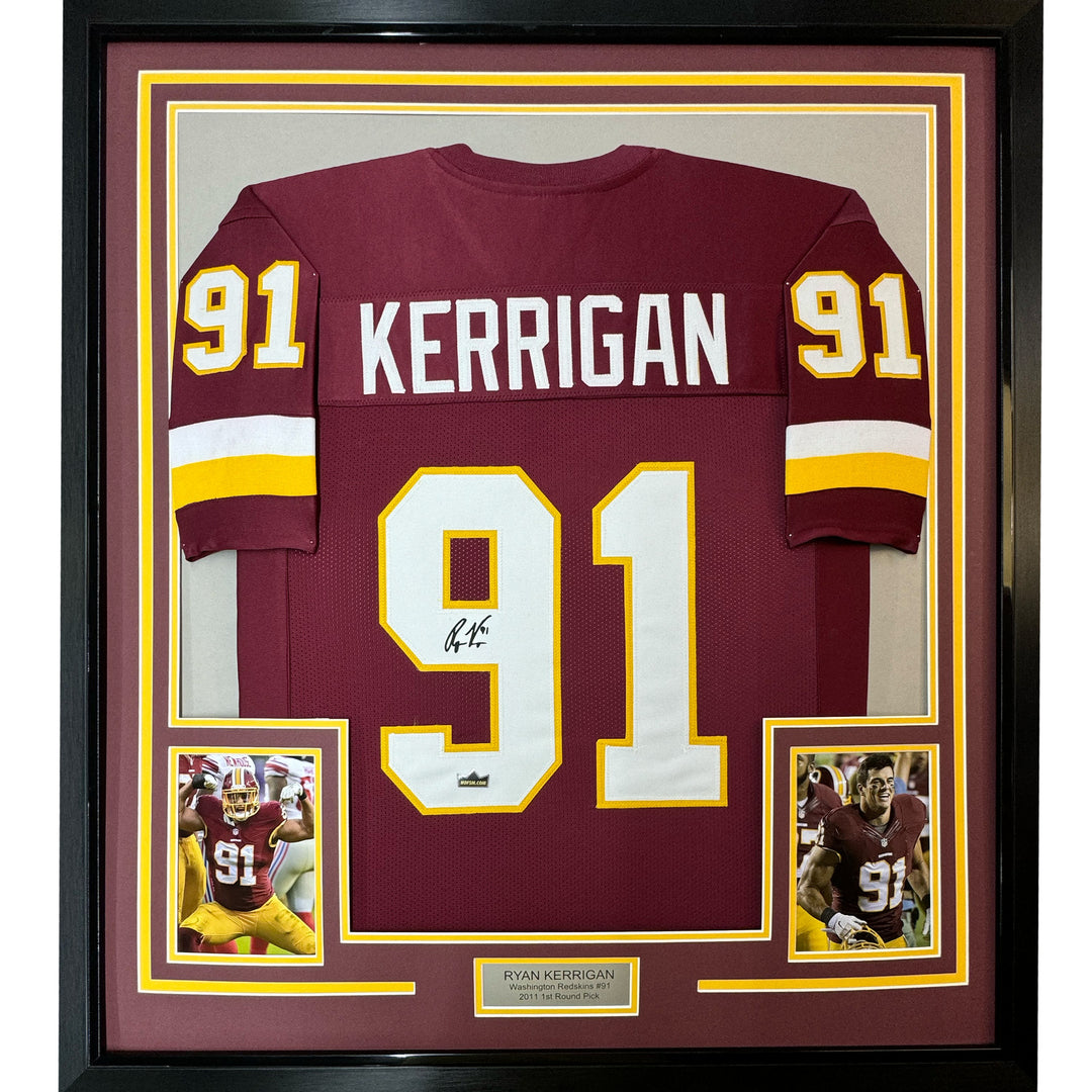Framed Facsimile Autographed Ryan Kerrigan 35x39 Washington Red Reprint Jersey