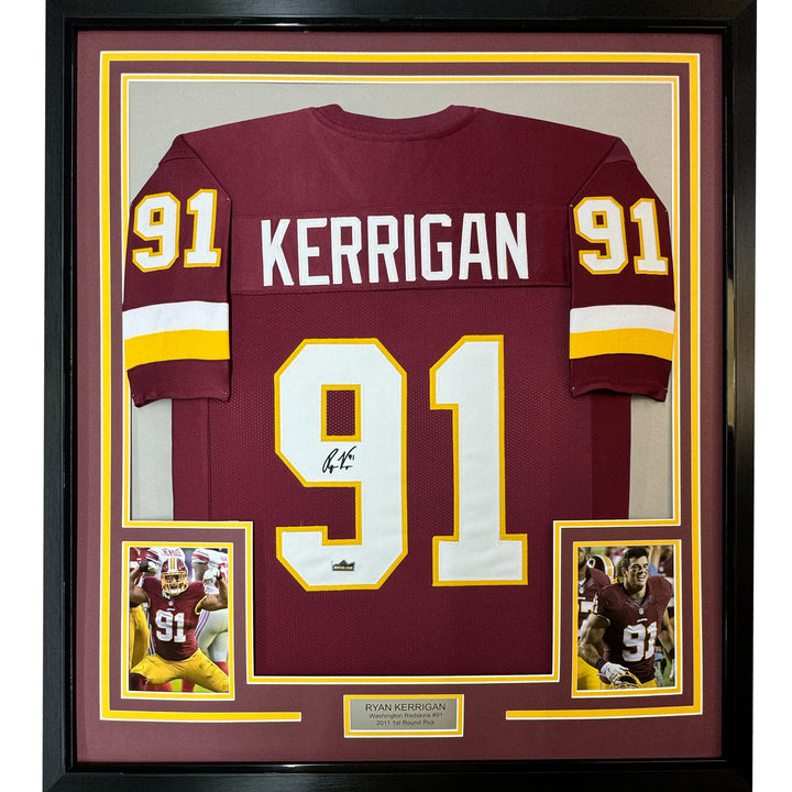 Framed Facsimile Autographed Ryan Kerrigan 35x39 Washington Red Reprint Jersey