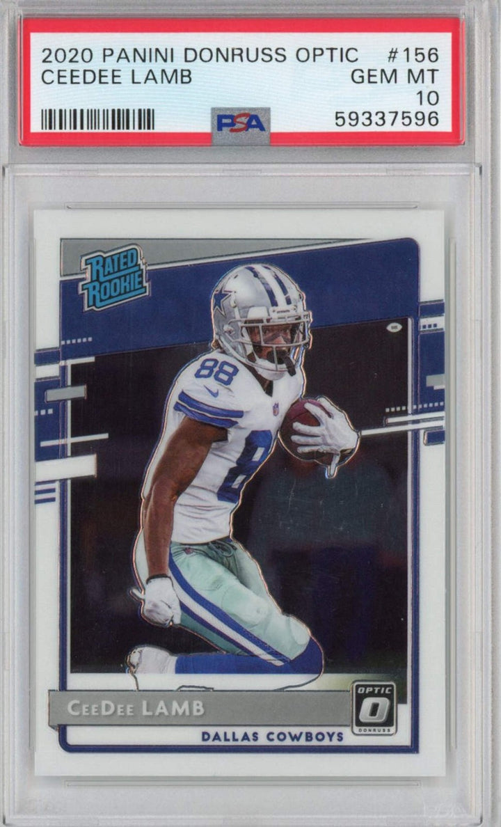 Graded 2020 Panini Donruss Optic CeeDee Lamb #156 Rookie RC Card PSA 10 Mint