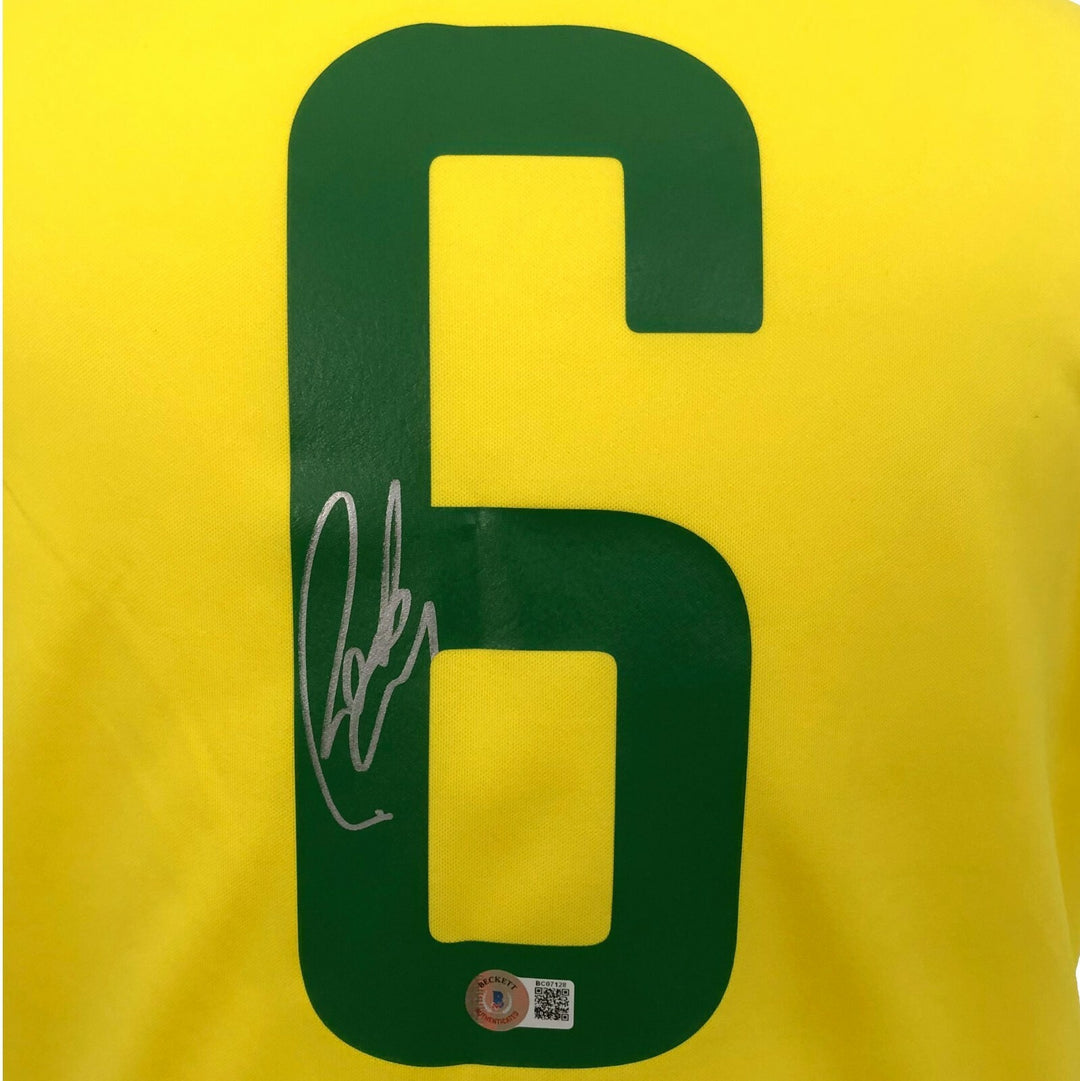 Roberto Carlos Autographed Brazil Soccer Jersey BAS COA Signed Brasil