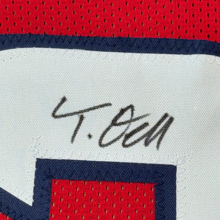 Framed Autographed/Signed Tank Dell 35x39 Houston Red Jersey BAS COA