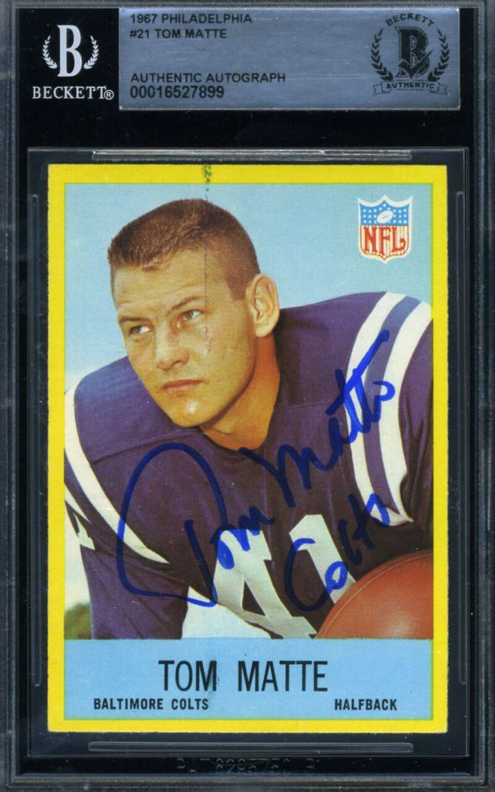 Tom Matte Beckett BAS Signed 1967 Philadelphia Autograph